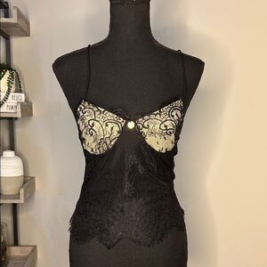 Chic Black and Cream Lace Camisole